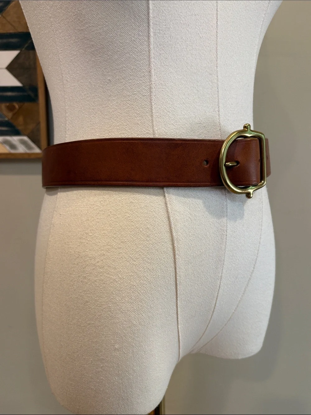 Vintage Ralph Lauren Saddlers Brown Leather Belt with Brass Buckle size Small